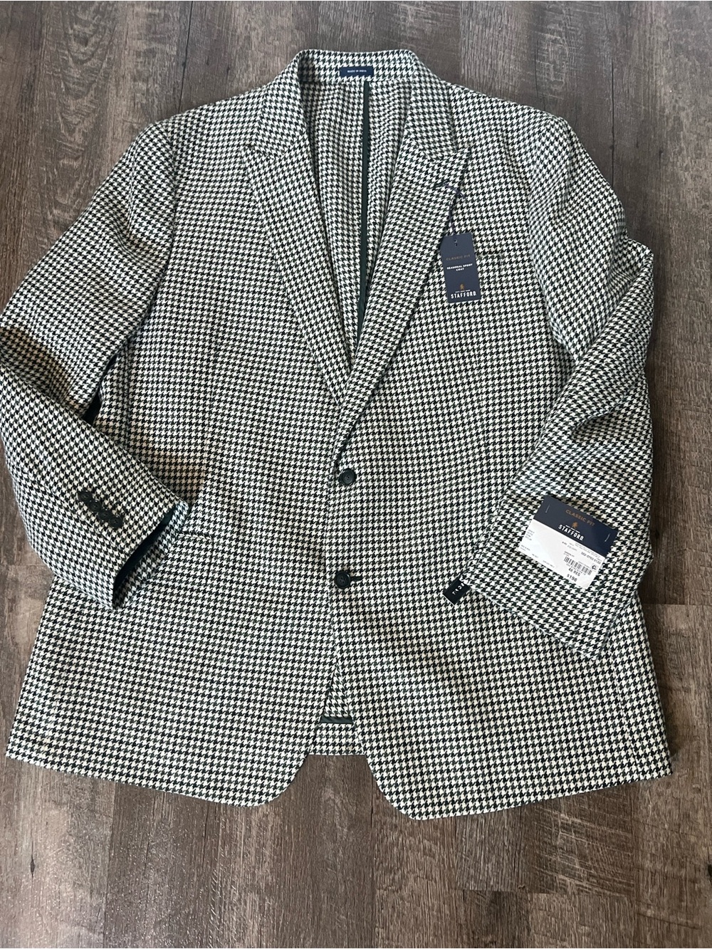 Stafford Classic Green Houndstooth Sport Coat-Size 48R - Picture 1 of 13